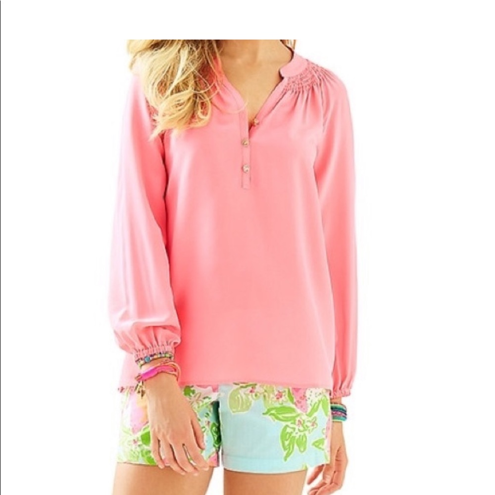 Lilly Pulitzer Elsa Top in Hot pink Coral